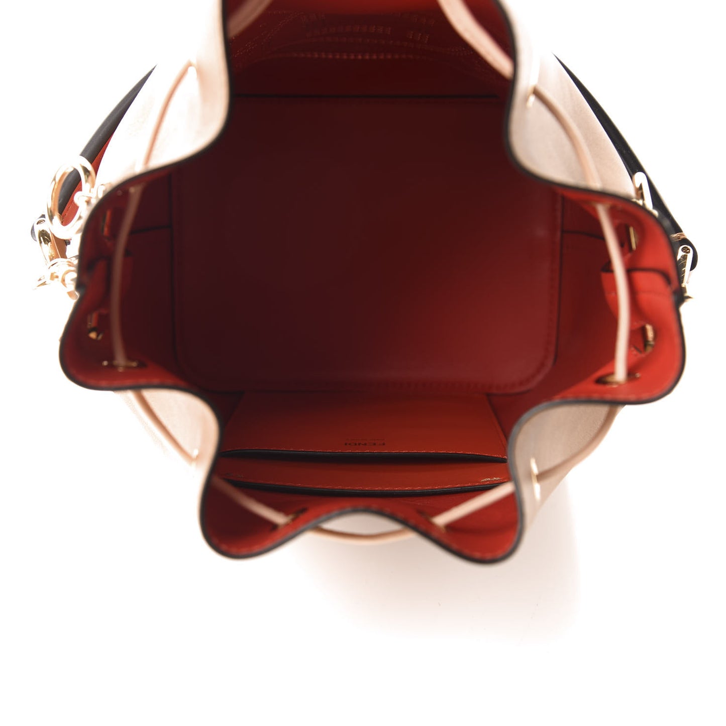 Vitello Grace F is Fendi Stamp Patch Perforated Small Mon Tresor Bucket Bag Nocciola