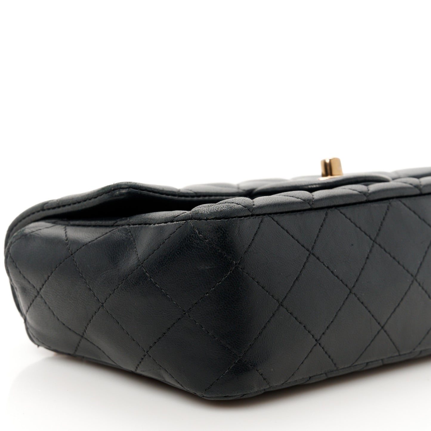 Lambskin Quilted Mini Rectangular Flap Black