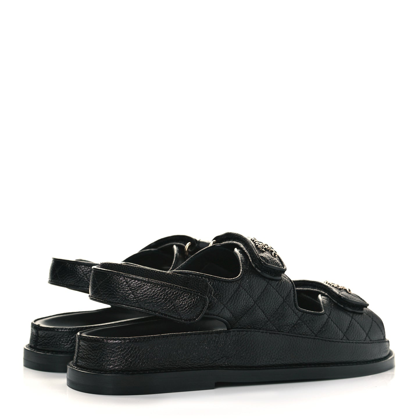Grained Calfskin Velcro Dad Sandals 38.5 Black