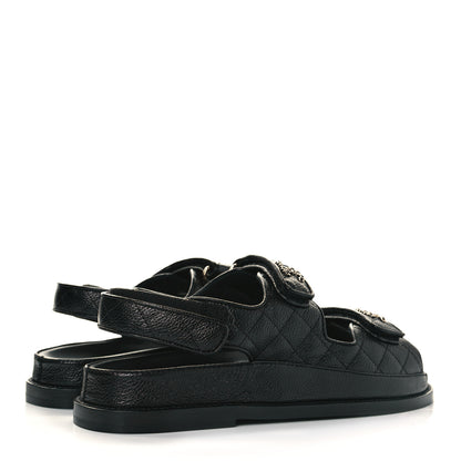 Chanel Grained Calfskin Velcro Dad Sandals 38.5 Black 4 of 8