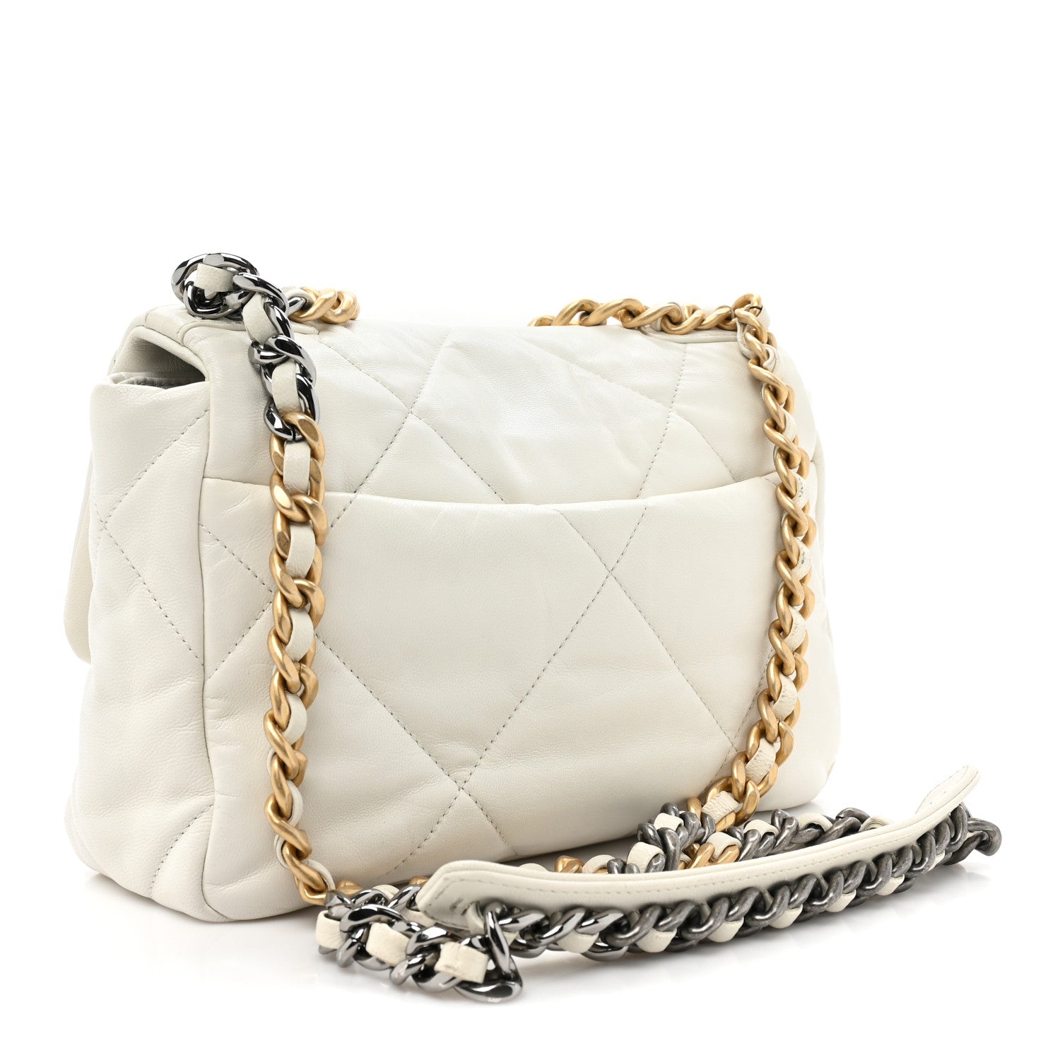 Chanel Lambskin Quilted Medium Chanel 19 Flap White 3 of 13