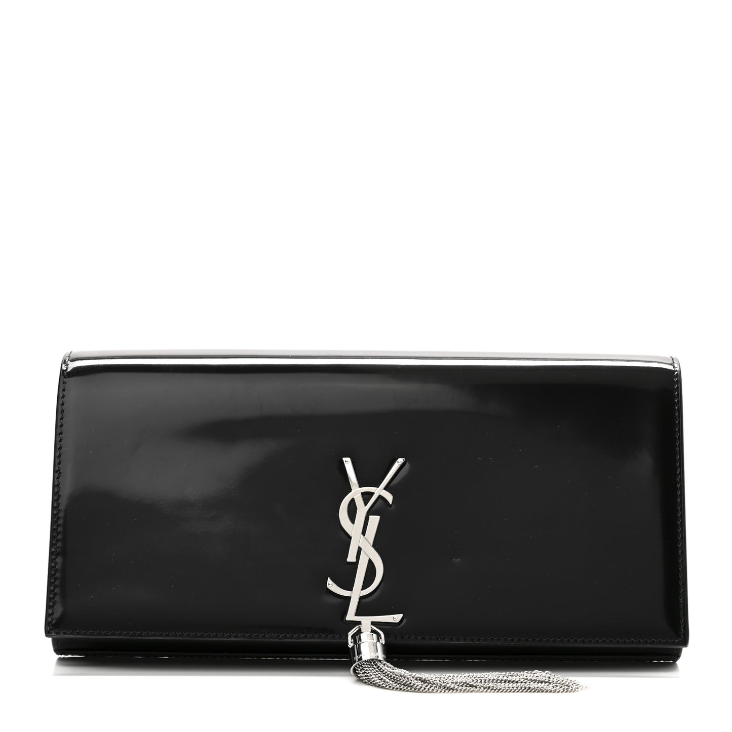 Patent Classic Monogram Tassel Clutch Black
