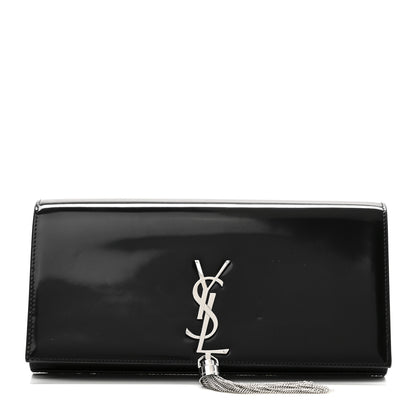 Saint Laurent Patent Classic Monogram Tassel Clutch Black 1 of 7