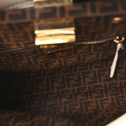 Fendi Vitello Seta Suede FF Mini Peekaboo Iconic Satchel Uovo Sigaro Marrone 5 of 10