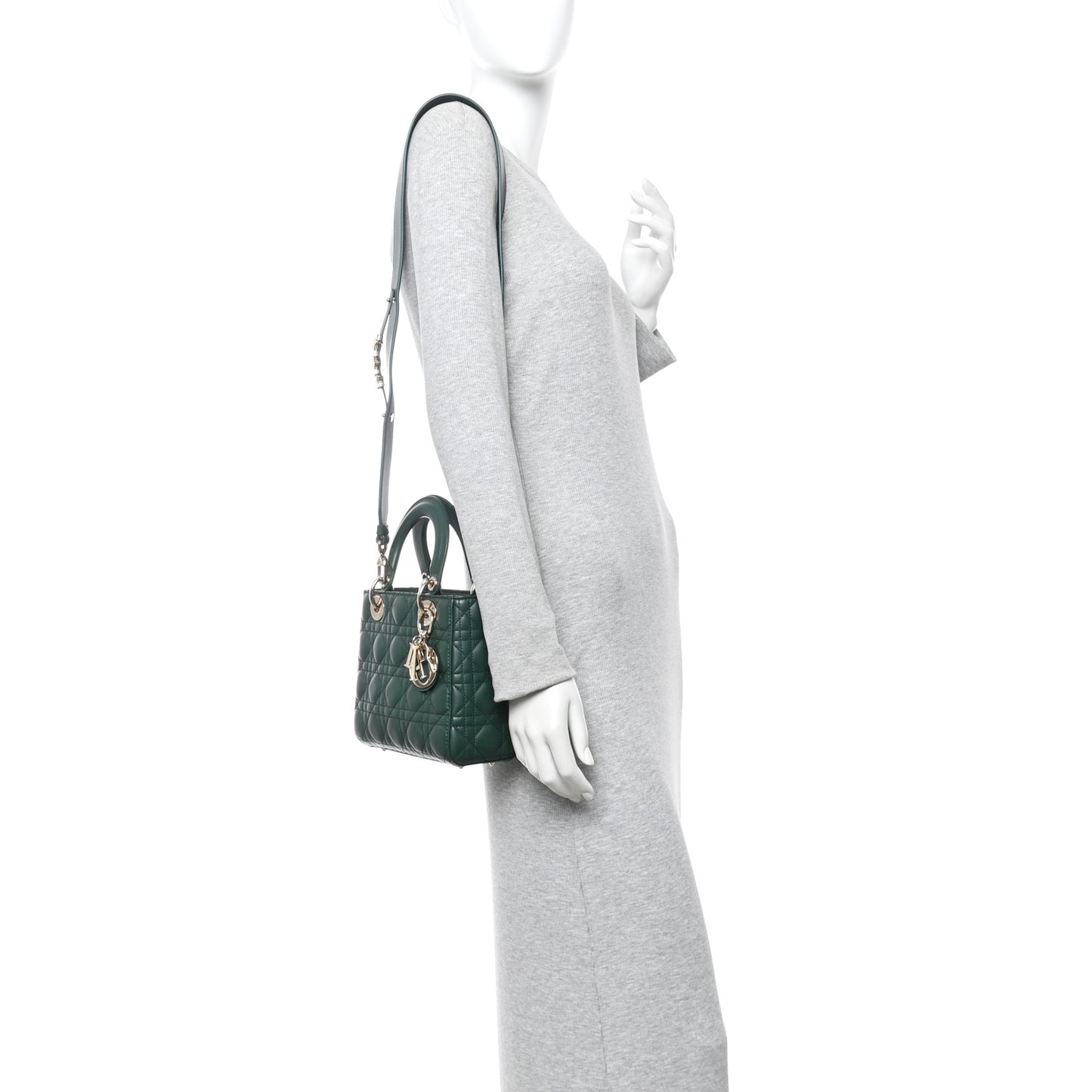 Lambskin Cannage Small My ABCDior Lady Dior Dark Green