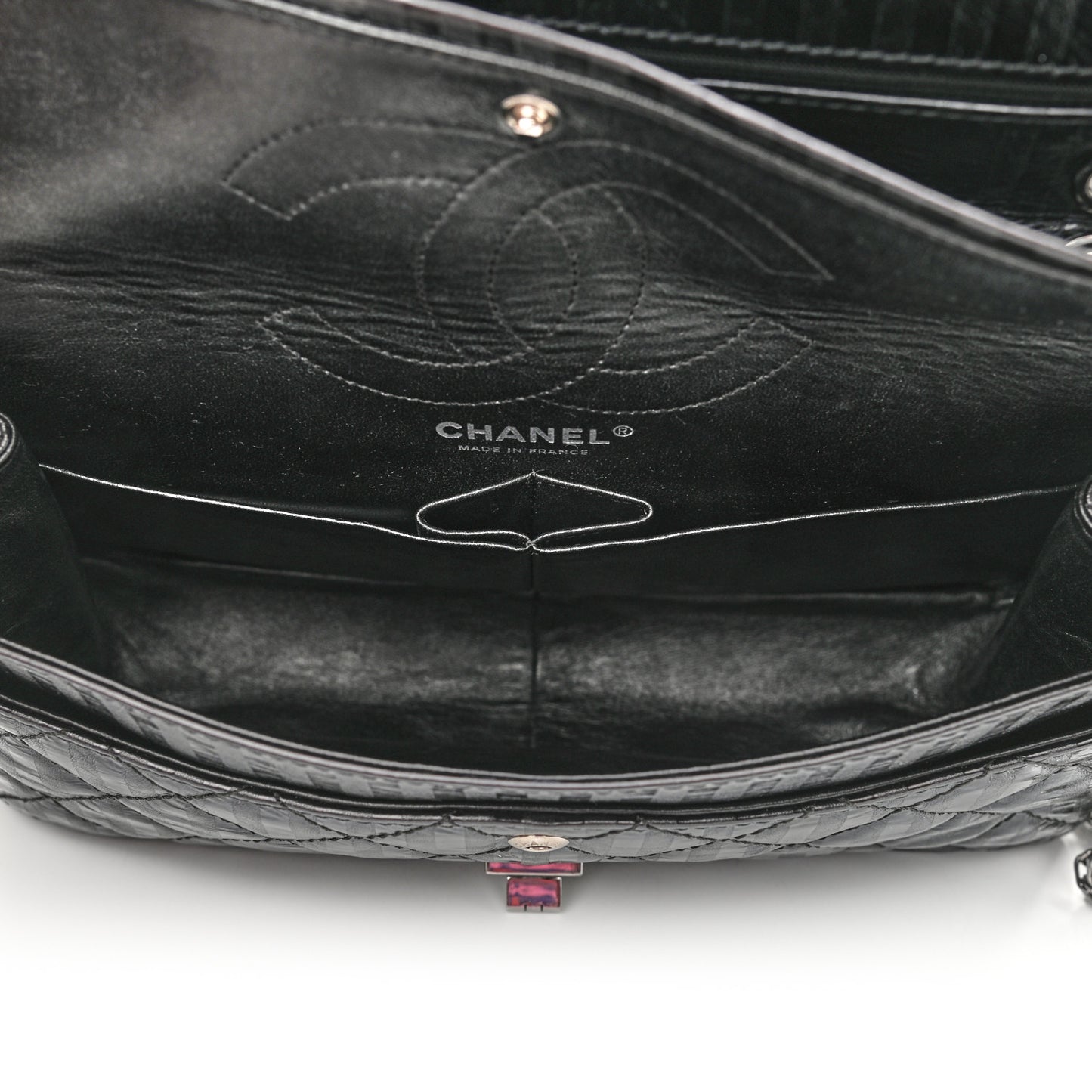 Metallic Calfskin Striped 2.55 Reissue 226 Flap Black