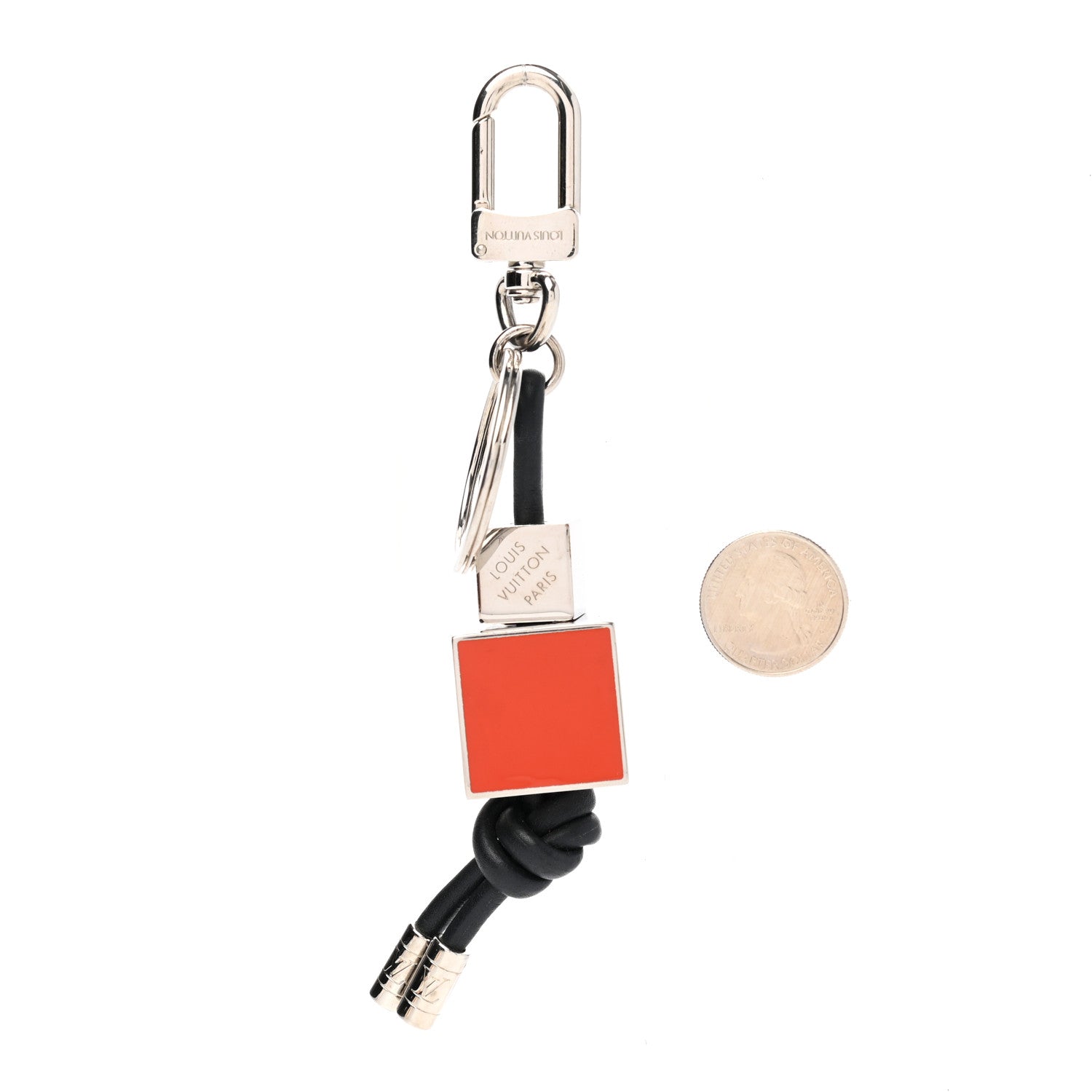 Louis Vuitton Palladium Damier Cube Bag Charm Key Holder 2 of 5