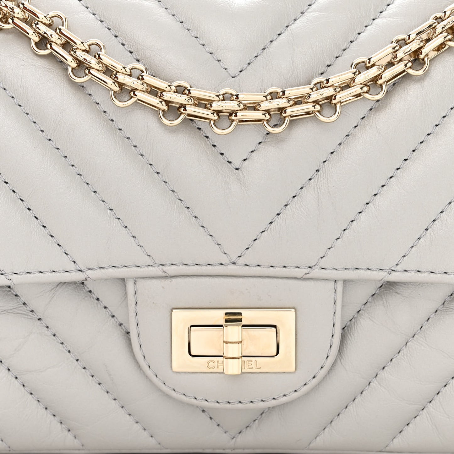 Aged Calfskin Chevron Quilted 2.55 Reissue Mini Flap Grey