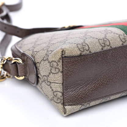 Gucci GG Supreme Monogram Textured Dollar Calfskin Web Small Ophidia Dome Shoulder Bag Beige Ebony New Acero 9 of 16