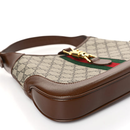 Gucci GG Supreme Monogram Azalea Calfskin Web Small Jackie 1961 Hobo Beige Ebony Brown Sugar 8 of 9