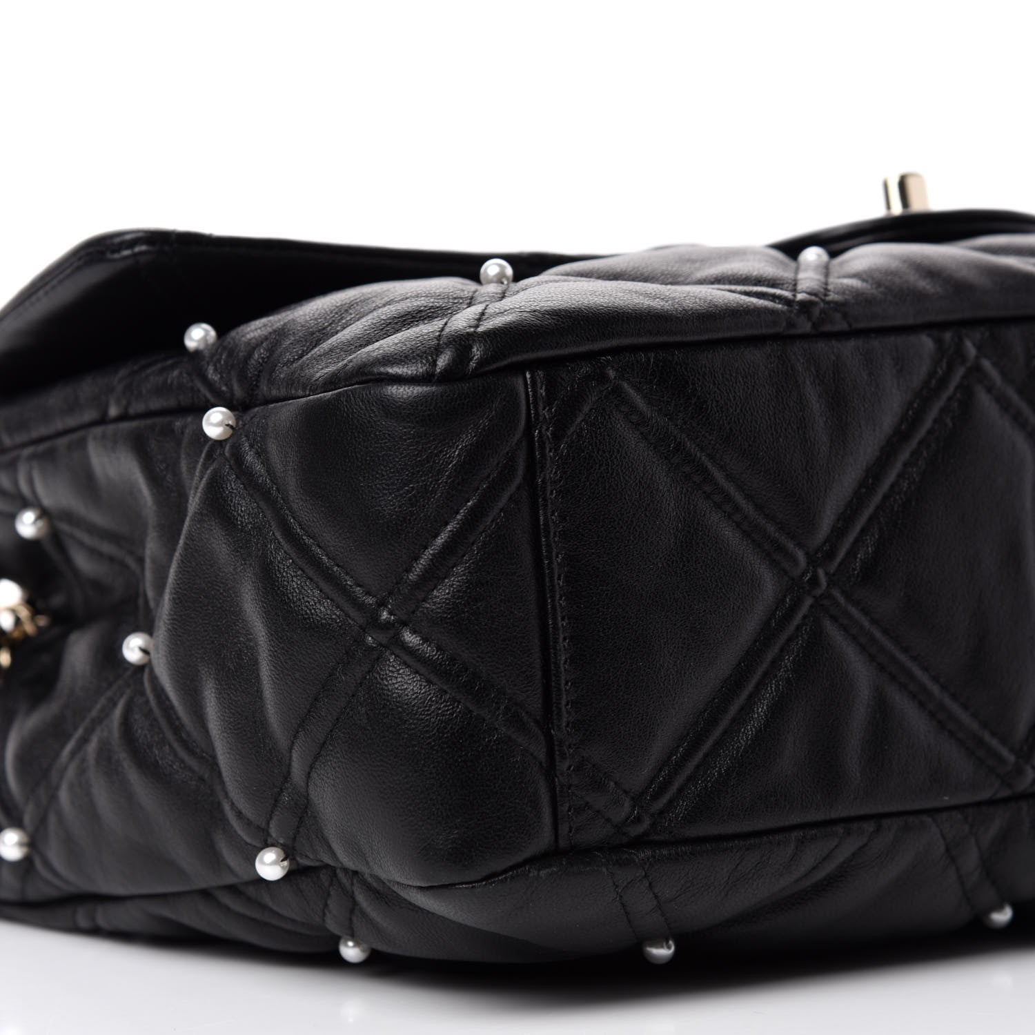 Chanel Lambskin Quilted Pearl Studded Flap Black 6 of 10