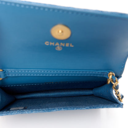 Chanel Denim Quilted CC Pearl Crush Clutch With Chain Blue 5 of 11
