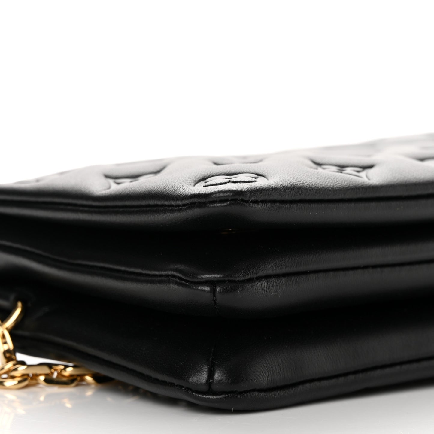 Lambskin Embossed Monogram Pochette Coussin Black