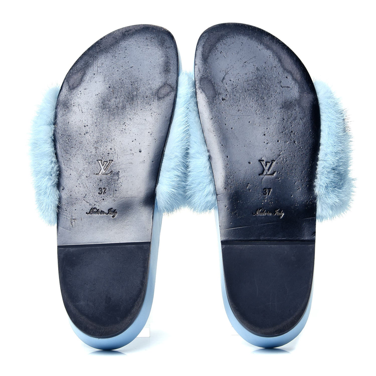 Louis Vuitton Mink Fur Bom Dia Flat Mules 37 Blue 5 of 5