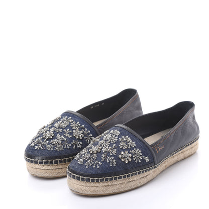 Christian Dior Denim Embroidered Riviera Espadrille 40 Bleu Jean 3 of 8