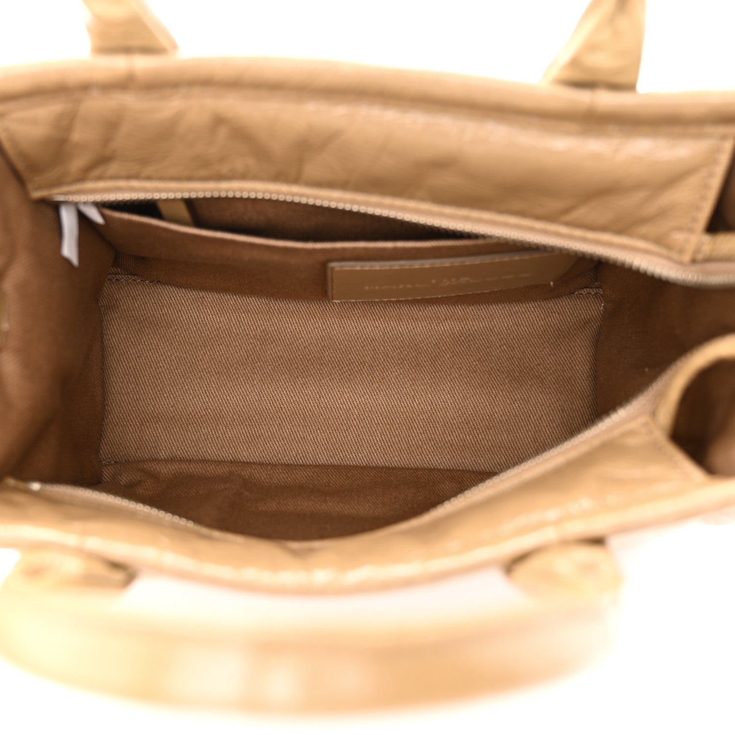 Marc Jacobs Shiny Crinkled Calfskin Mini The Tote Bag Light Brown 5 of 11