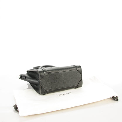 Celine Drummed Calfskin Nano Luggage Black 4 of 7