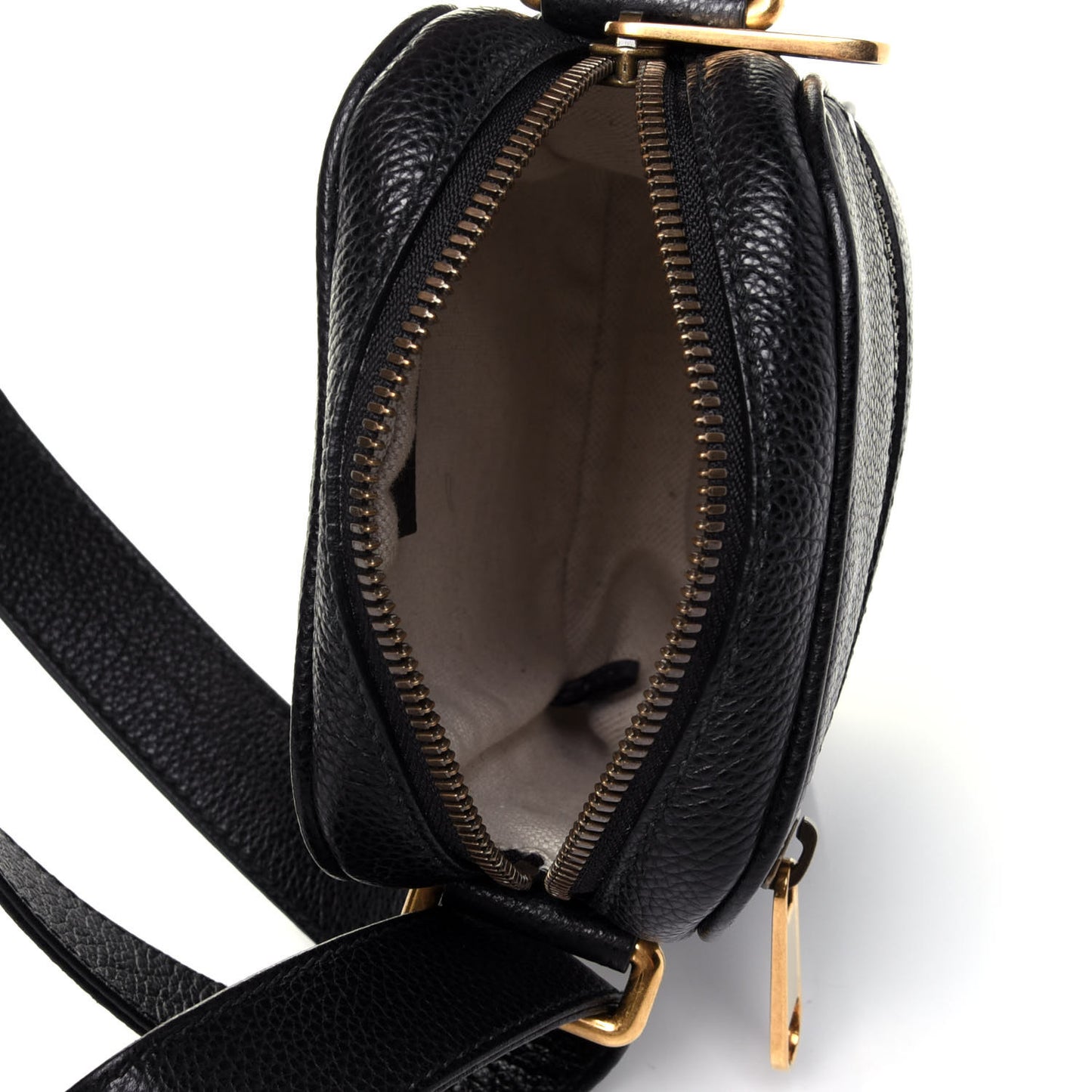 Grained Calfskin Mini Logo Messenger Bag Black