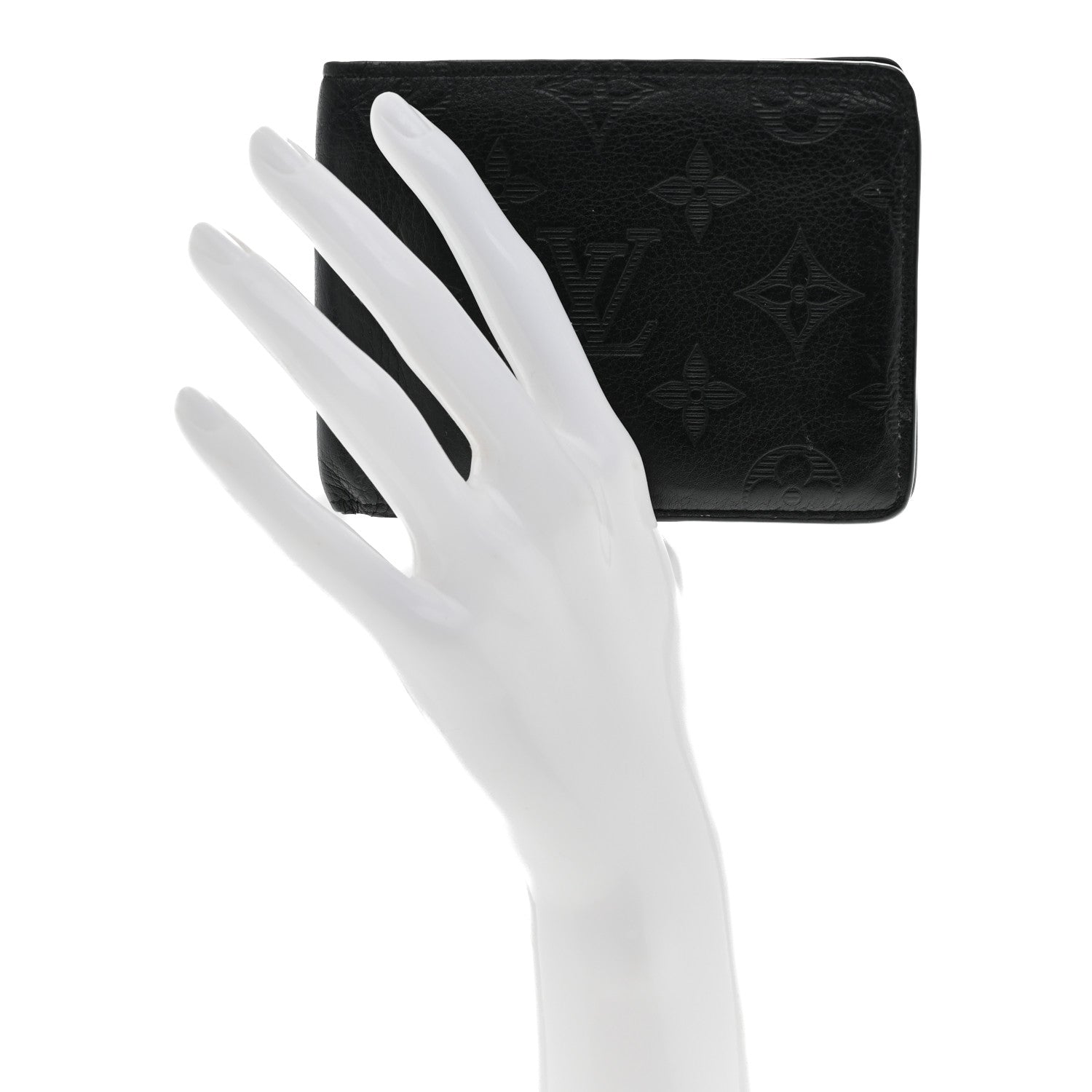 Louis Vuitton Calfskin Monogram Shadow Multiple Wallet Black 2 of 6