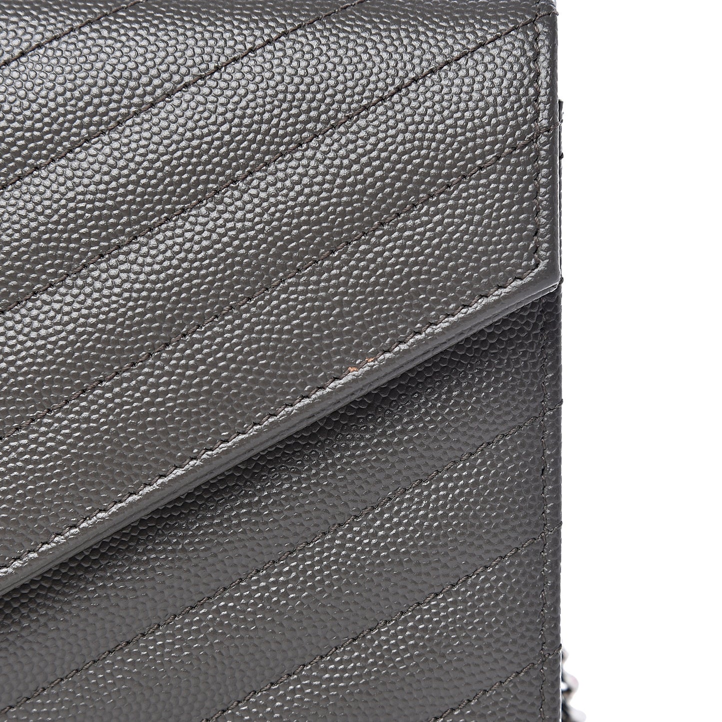 Grain De Poudre Matelasse Chevron Monogram Envelope Chain Wallet Coal