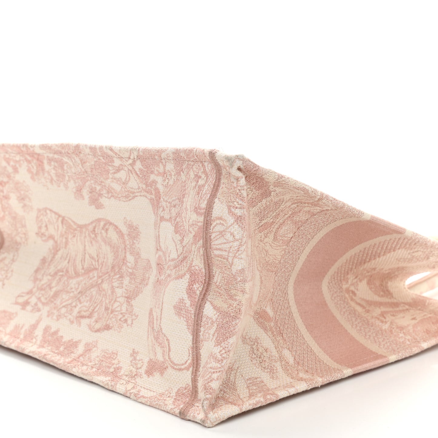 Canvas Toile De Jouy Embroidered Medium Book Tote Pink