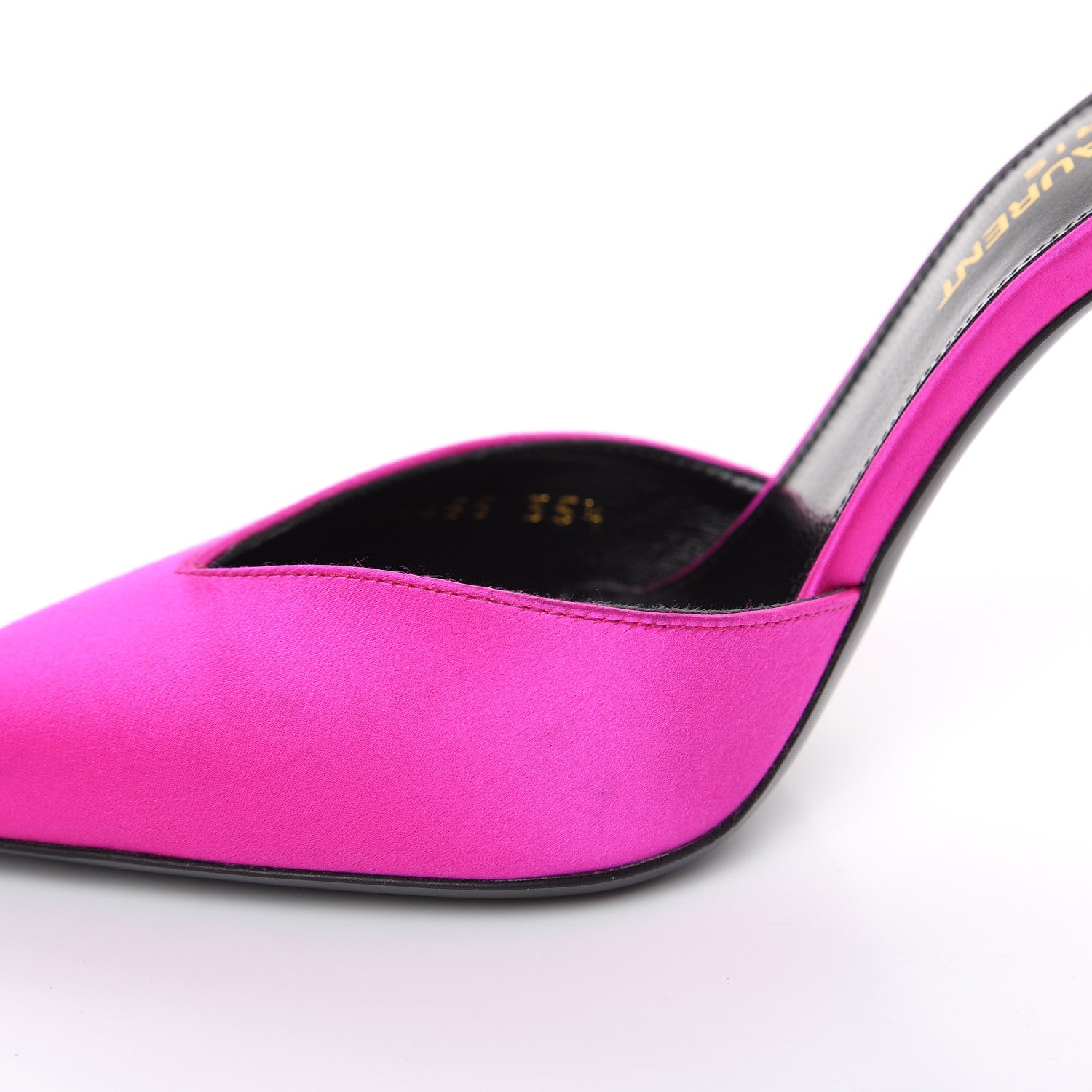 Saint Laurent Satin Anja 105 Ankle Strap Pointed Pumps 35.5 Fuchsia 11 of 13
