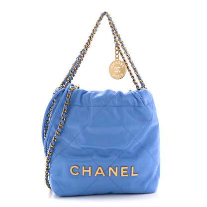 Chanel Shiny Calfskin Quilted Mini Chanel 22 Blue 1 of 10
