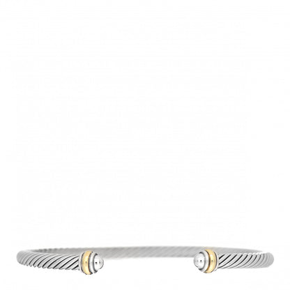 David Yurman Sterling Silver 18K Yellow Gold 4mm Cable Classics Bracelet 1 of 4