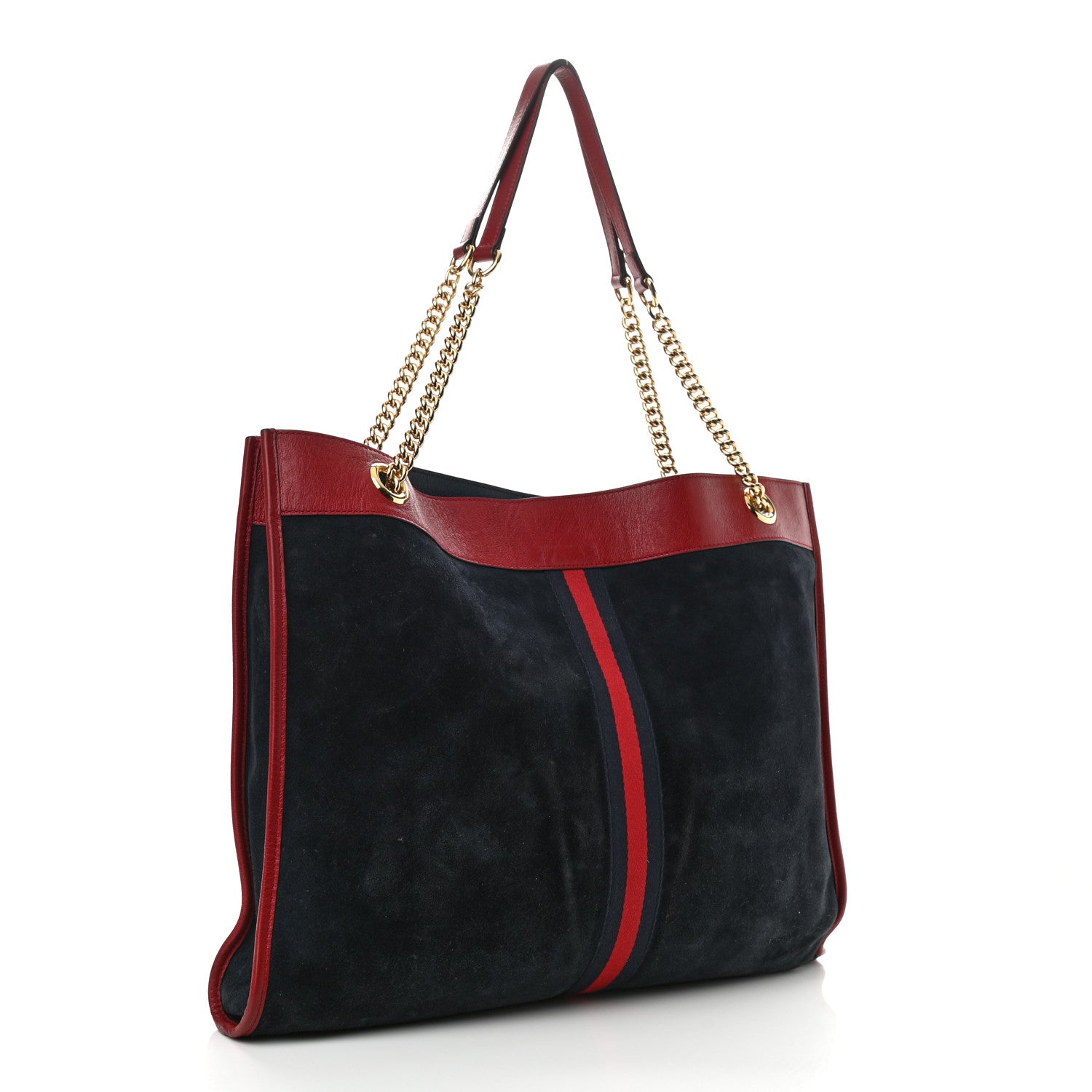 Gucci Suede Calfskin Large Rajah Chain Tote New Blue Romantic Cherry 3 of 8