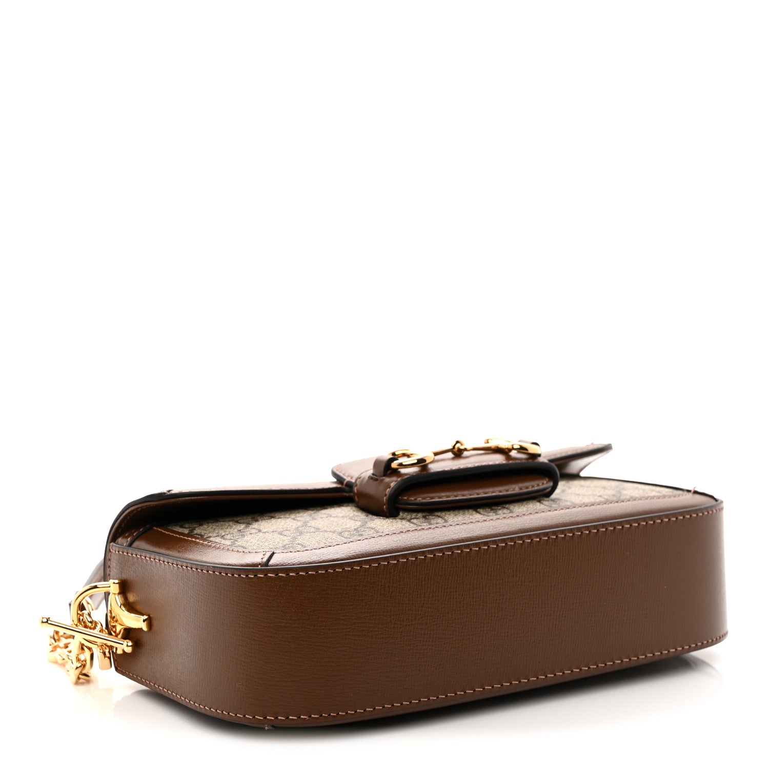 Gucci GG Supreme Monogram Small Horsebit 1955 Chain Shoulder Bag Beige Ebony Brown Sugar 4 of 9