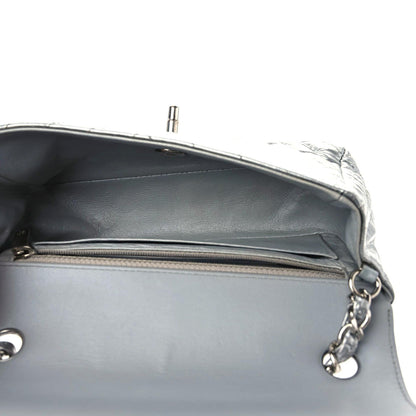 Chanel Patent Metallic Crumpled Calfskin Chevron Quilted Mini Rectangular Flap Silver 6 of 10