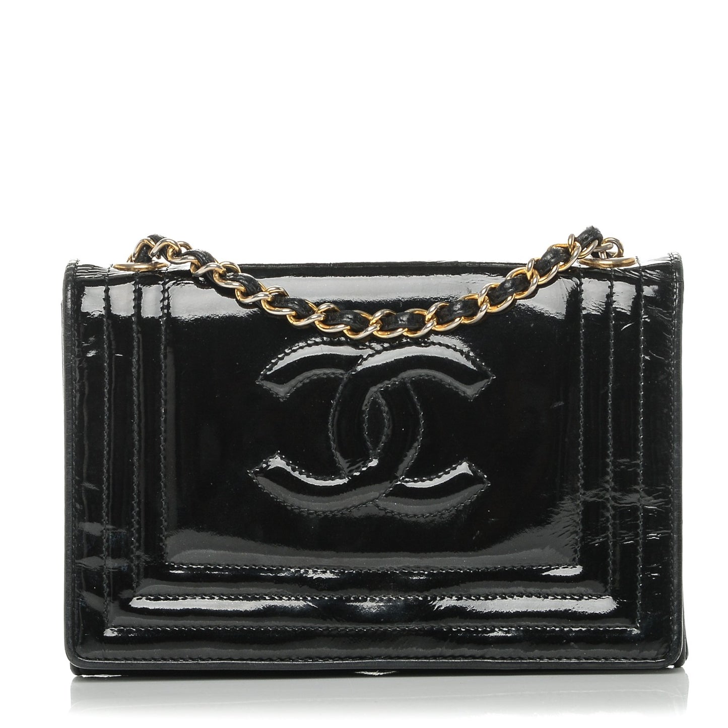 Patent Small Flap Bag Black