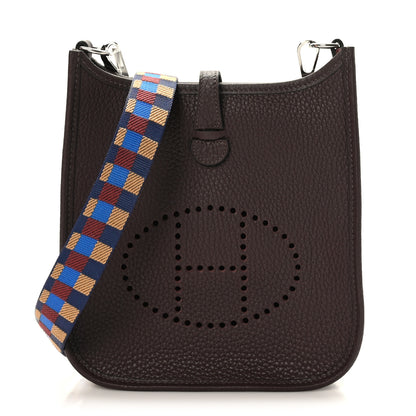 Hermes Taurillon Clemence Maxi Quadrille Evelyne TPM Rouge Sellier Bleu Bill Biscuit Rouge H 1 of 9