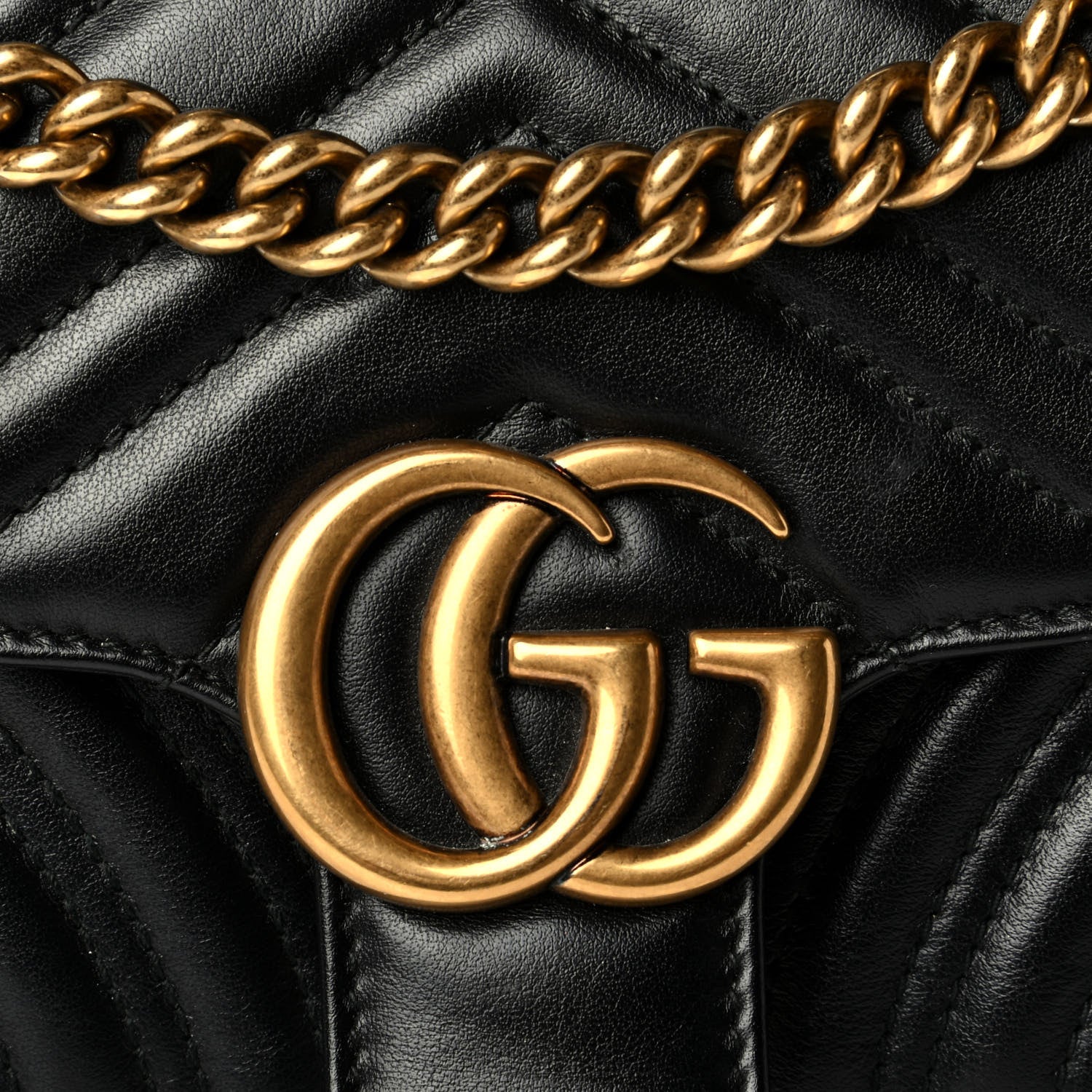 Gucci Calfskin Matelasse Mini GG Marmont Shoulder Bag Black 7 of 7