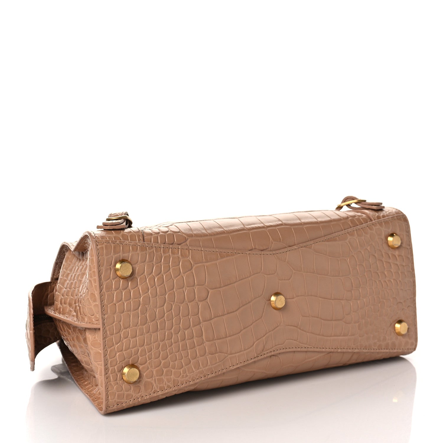 Balenciaga Extra Supple Calfskin Crocodile Embossed Neo Classic Gold Hardware S City Nude Beige 3 of 7