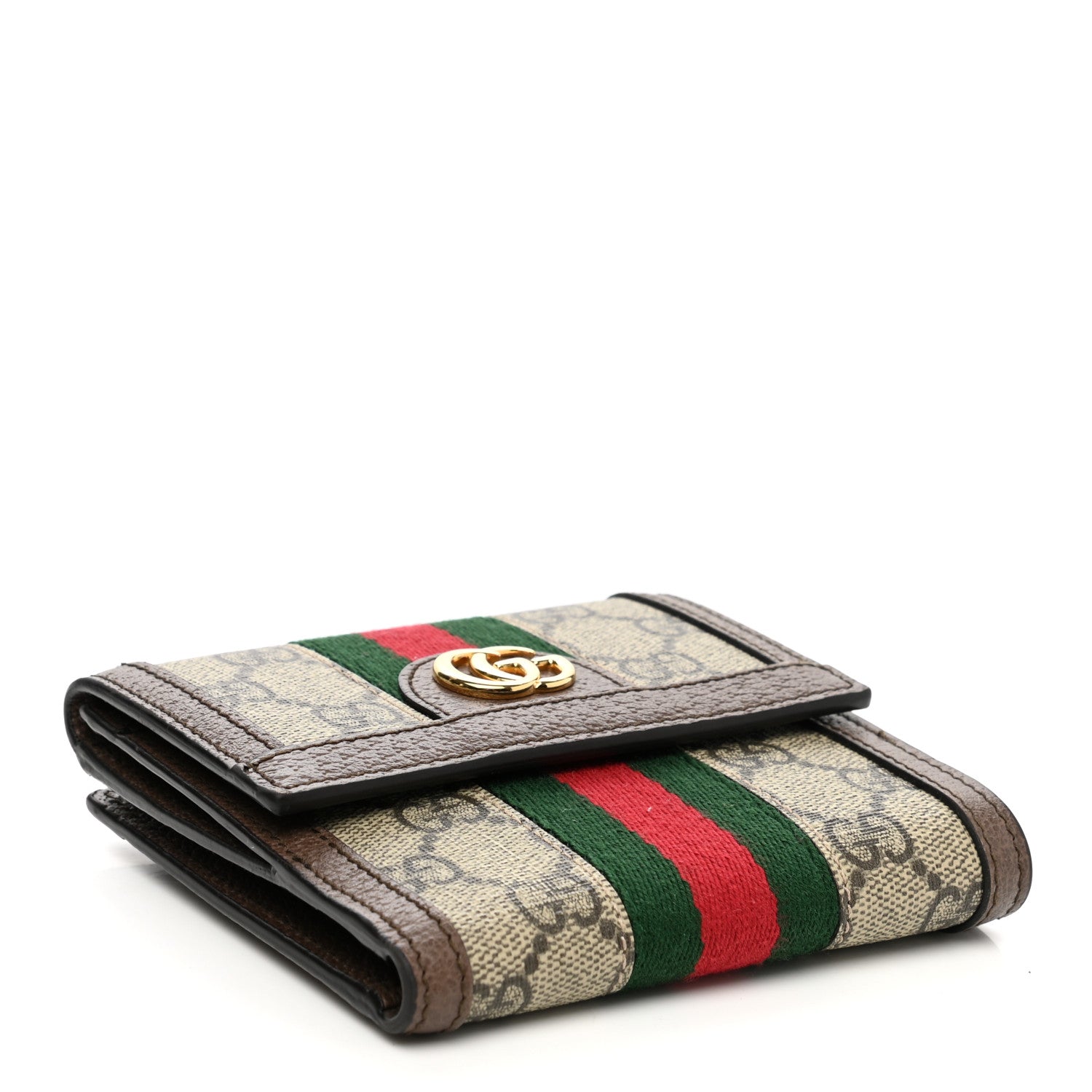 Gucci GG Supreme Monogram Web Ophidia French Flap Wallet Beige New Acero 4 of 8