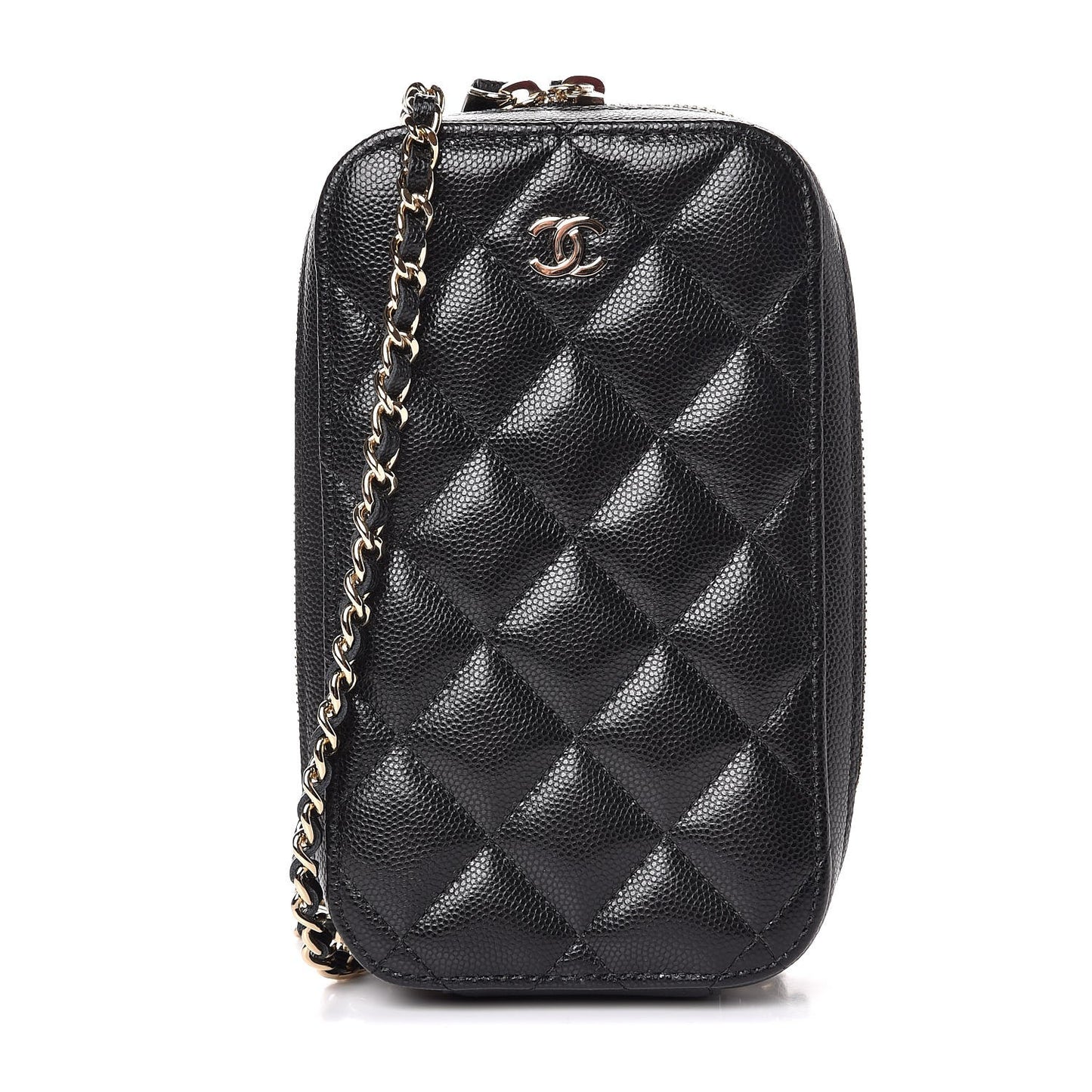 Caviar Quilted Classic Clutch With Chain Black
