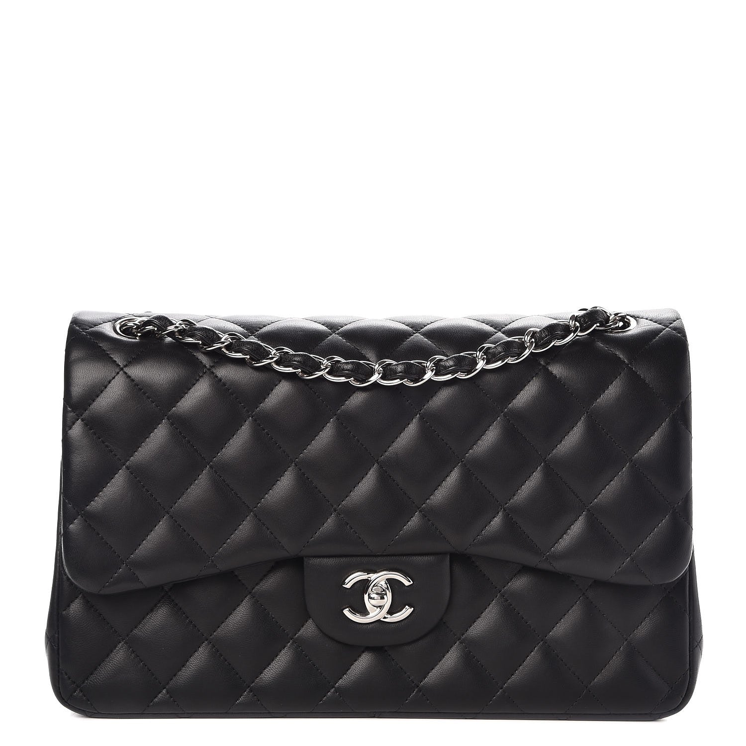 Chanel Lambskin Quilted Jumbo Double Flap Black 1 of 13