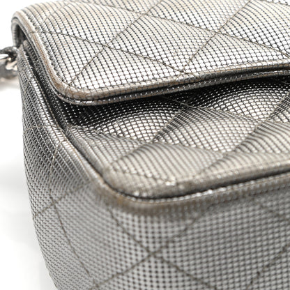 Chanel Metallic Calfskin Quilted Pixel Effect Mini Rectangular Flap Dark Silver 14 of 16