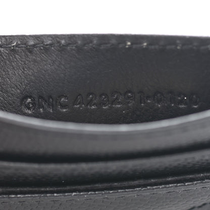 Saint Laurent Grain De Poudre Matelasse Chevron Monogram Credit Card Case Black 6 of 6