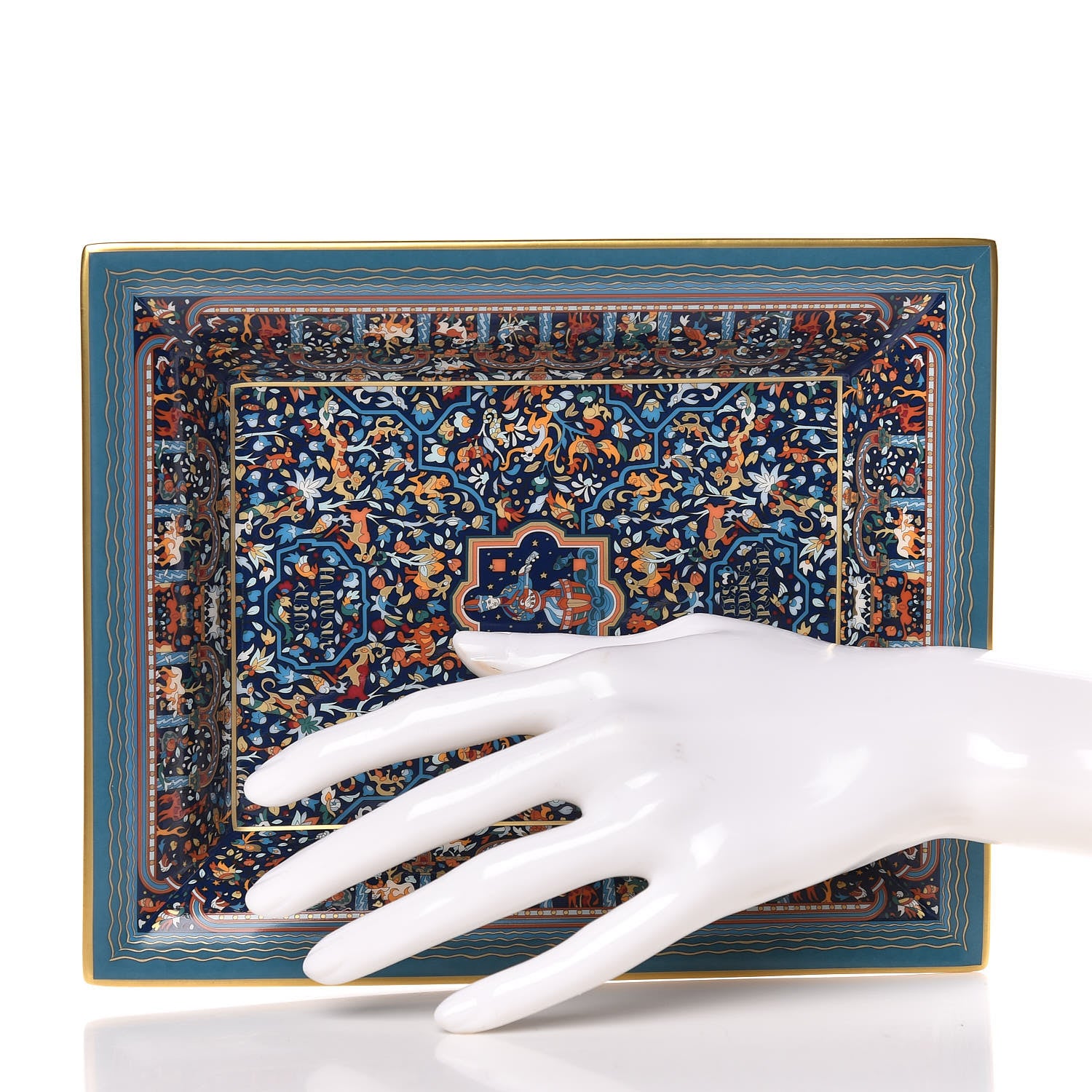 Hermes Porcelain Les Jardins D'Armenie Change Tray Nuit Or 2 of 5