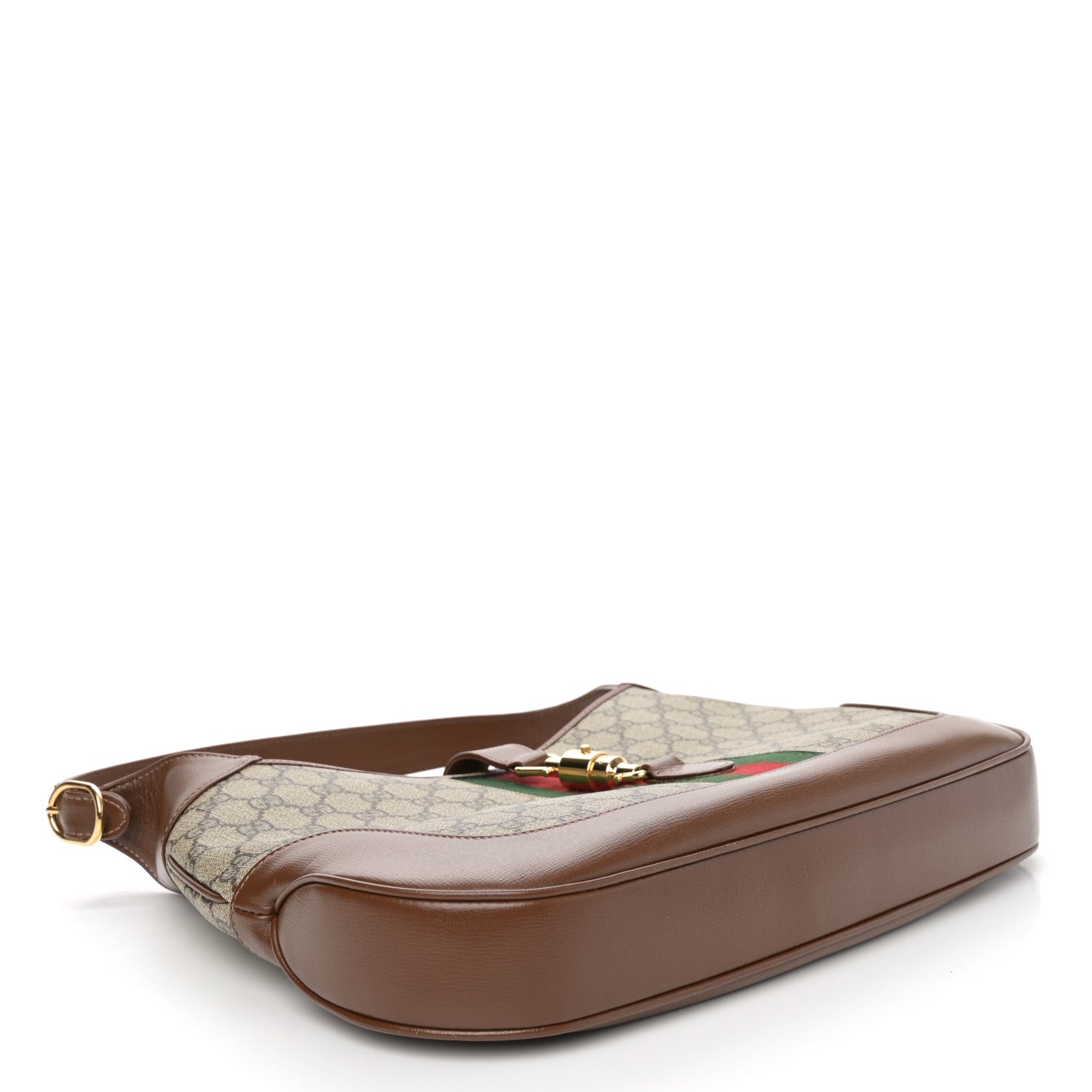 Gucci GG Supreme Monogram Azalea Calfskin Web Medium Jackie 1961 Hobo Beige Ebony Brown Sugar 4 of 11