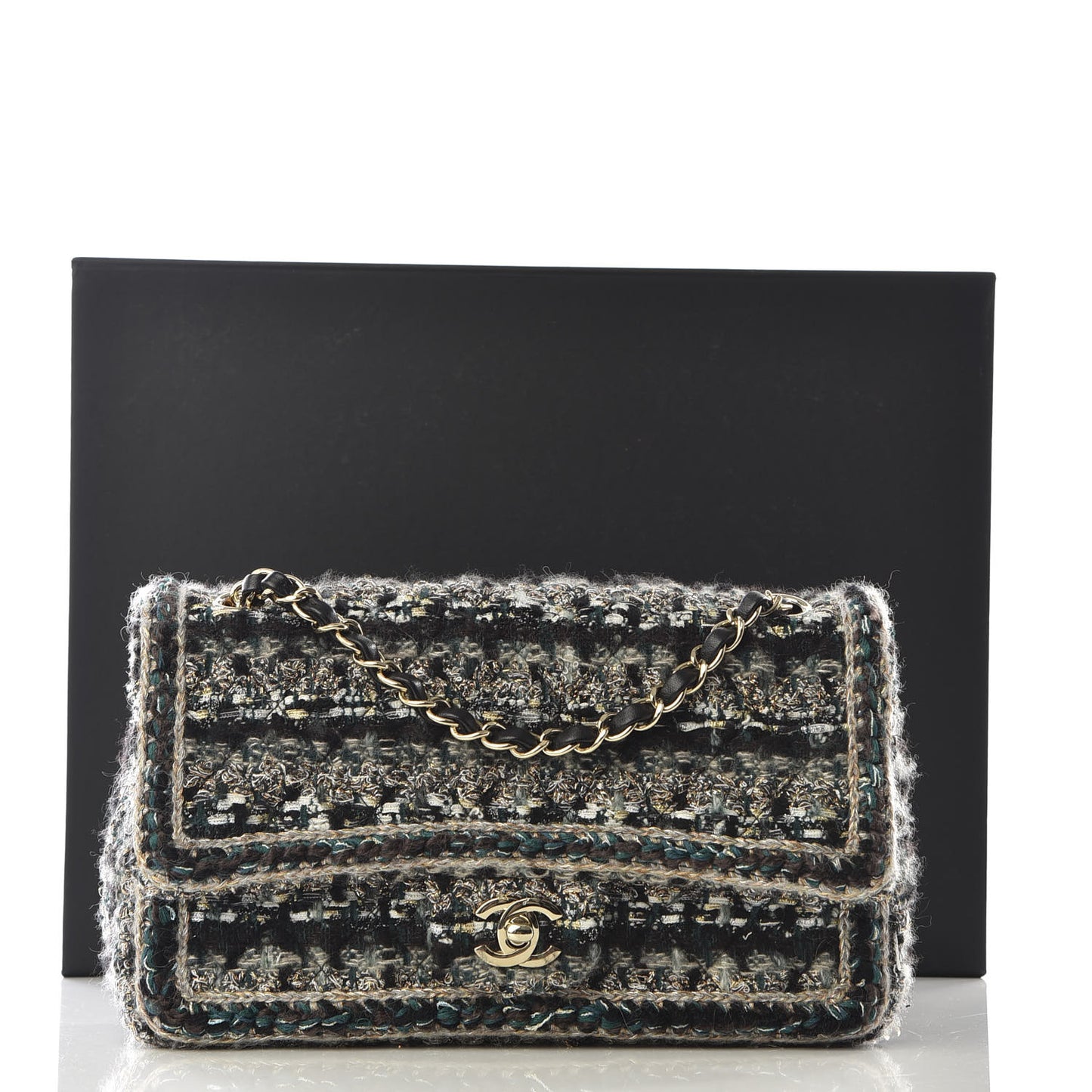 Tweed Medium Single Flap Green