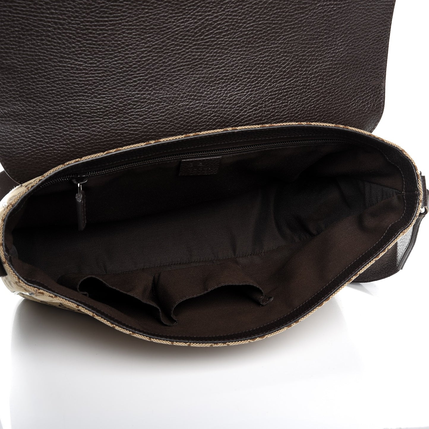 Monogram Large Flap Messenger Bag Beige Dark Brown