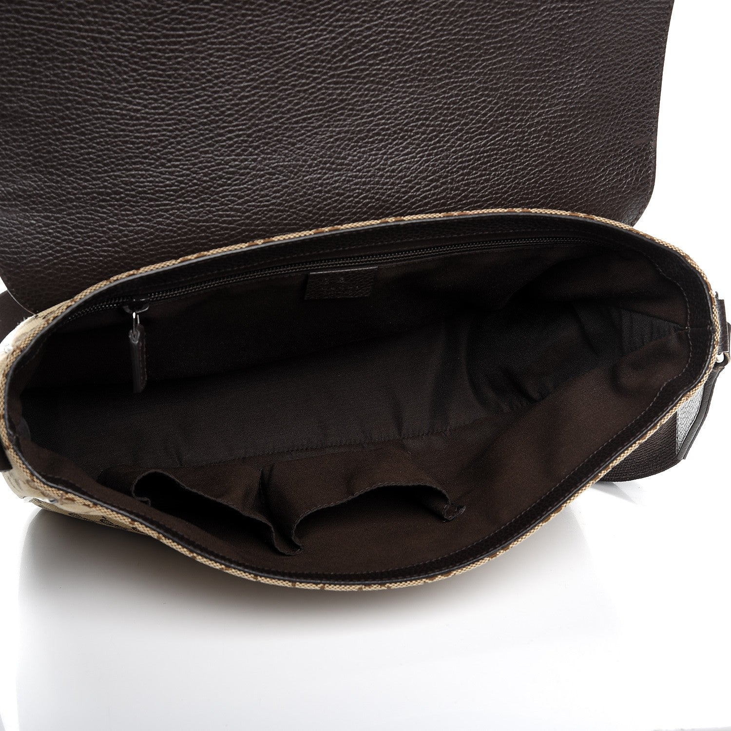 Gucci Monogram Large Flap Messenger Bag Beige Dark Brown 5 of 9