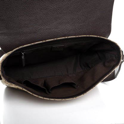 Gucci Monogram Large Flap Messenger Bag Beige Dark Brown 5 of 9