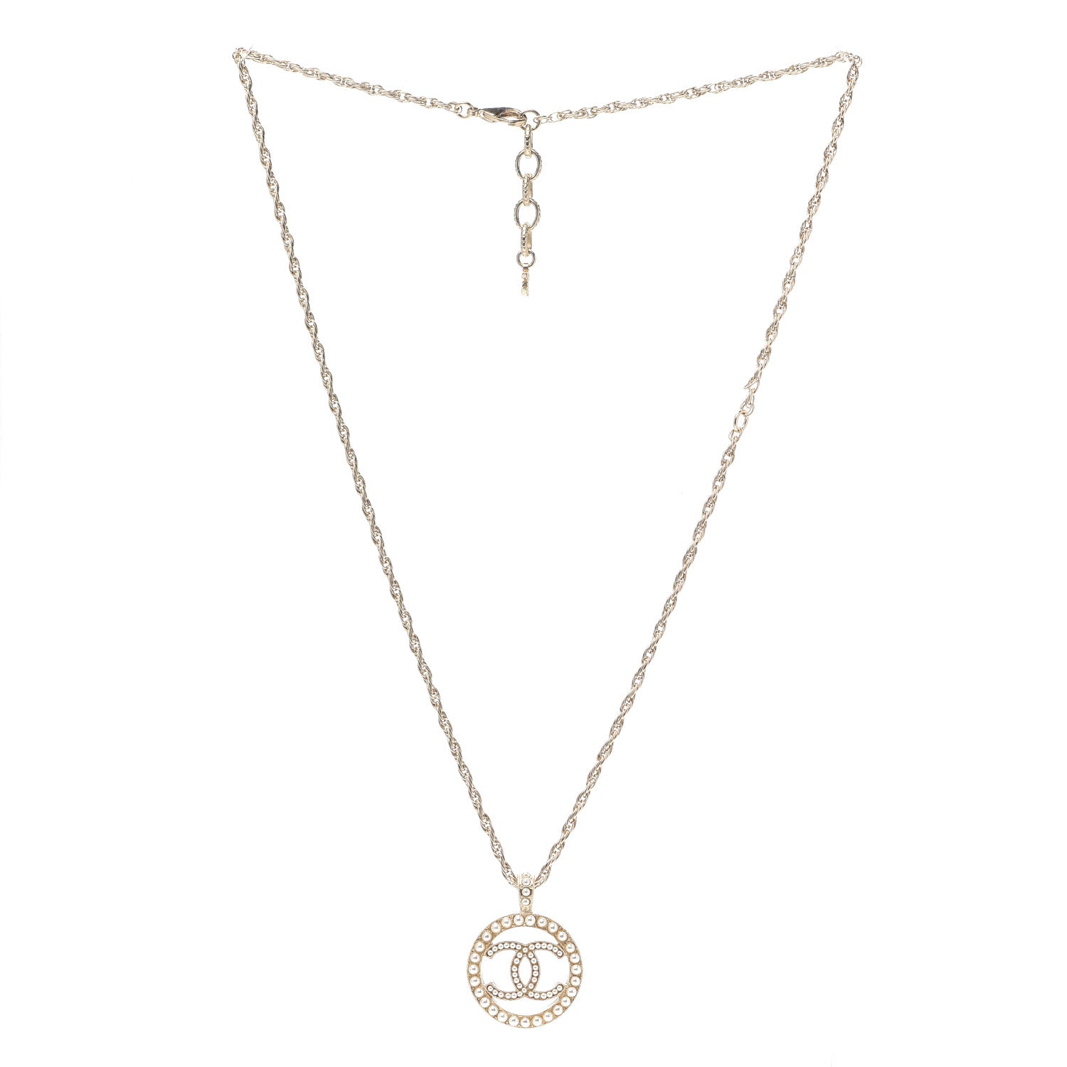 Chanel Pearl CC Round Pendant Necklace Gold 2 of 5