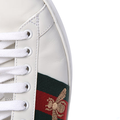 Gucci Miro Soft Calfskin Laminated Ayers Web Bee Embroidered Mens Ace Sneakers 8 White Red Flame Green 13 of 14