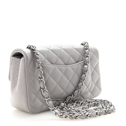 Chanel Lambskin Quilted Mini Rectangular Flap Grey 3 of 10