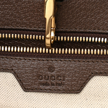Gucci Monogram Jumbo GG Textured Dollar Calfskin Web Tote Bag Camel Ebony New Acero 6 of 10